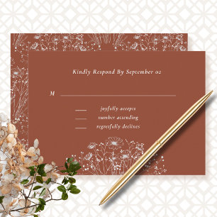 Carte Arrière - plan en terre cuite mariage Fleur sauvag