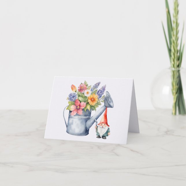 Carte Arrosage avec Fleurs et Gnome Jardin (Devant)