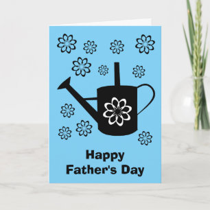 Carte Arrosoir Fleurs de jardin Bleu Fête des pères