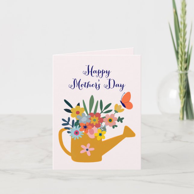 Carte Arrosoir plein de fleurs Joyeuse fête des mères (Devant)