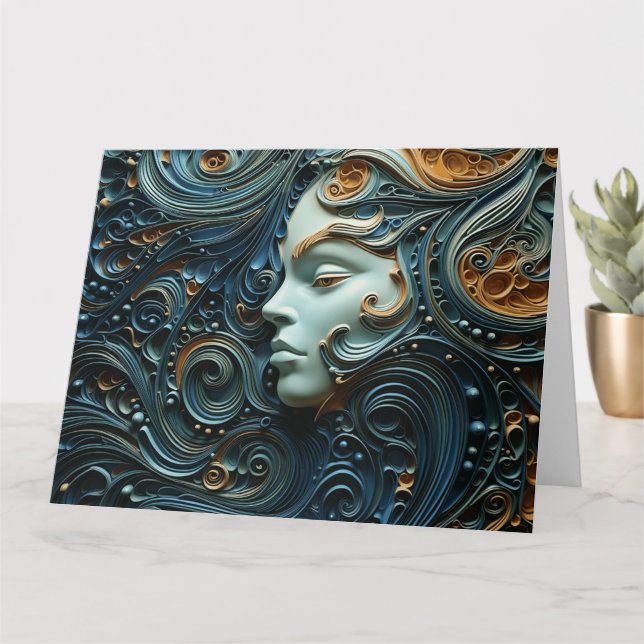 Carte Art 3D de la femme Lune (Petite plante)