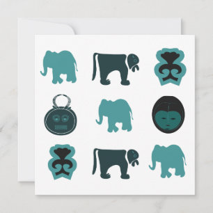 Carte Art abstrait de symboles et d'animaux africains