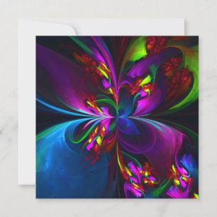 Carte Art abstrait floral moderne motif rouge bleu #15