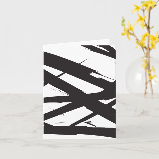 Carte Art abstrait moderne noir et blanc Ligne Décoratif (Fleur jaune)