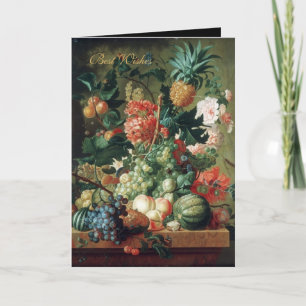 Carte Art Ancien Nature Morte Fleurs Avec Fruit