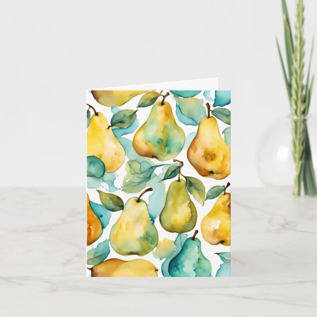 Carte Art aquarelle poires  (Devant)