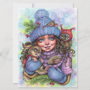 Carte Art Chaleur hiver Little Forest Friends
