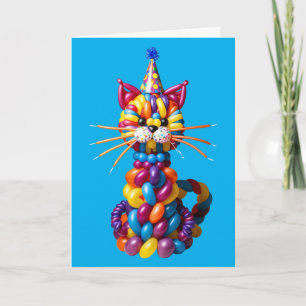 Carte Art de chat ballon drôle couleur humour animal