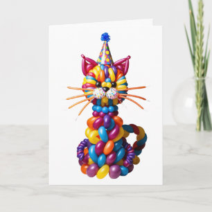 Carte Art de chat ballon drôle couleur humour animal