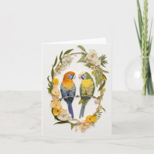 Carte Art de collage de fleurs de perroquets