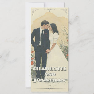 Carte Art de couple de mariage romantique vintage