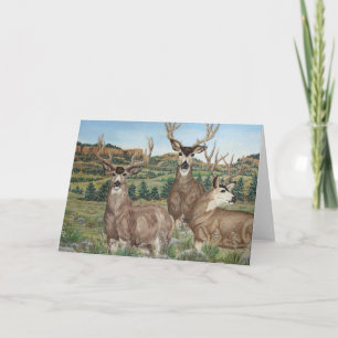 Carte Art de faune de cerfs communs de mule