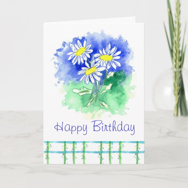 Carte Art de fleur d'aquarelle de joyeux anniversaire de (Devant)
