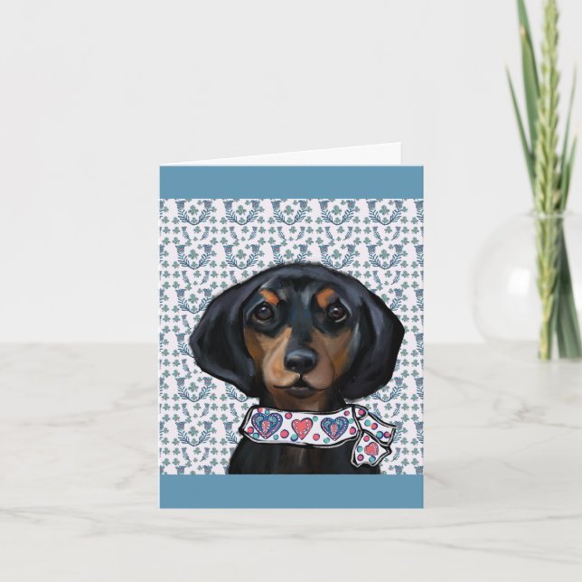 Carte Art de Noël Dachshund (Devant)