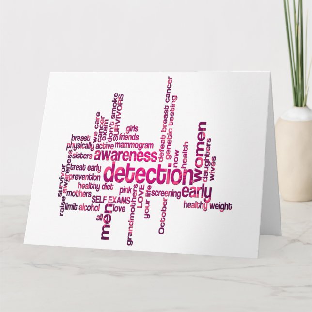 Carte Art de nuage de conscience de cancer du sein (Devant)