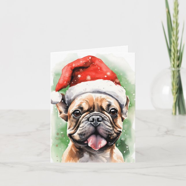 Carte Art de peinture de Noël de Bulldog (Devant)