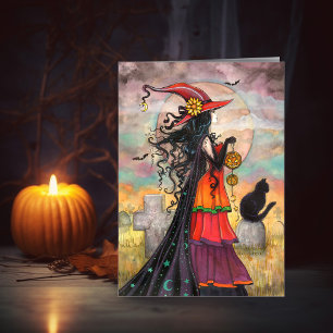 Carte Art de sorcière Halloween Witch Way