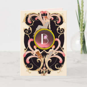 Carte ART DÉCO BEAUTÉ MODE ROSE ROSE GEM MONOGRAMME Anni