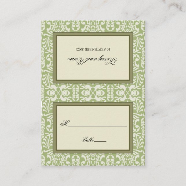 Carte Art déco Damask Place Card (Devant)