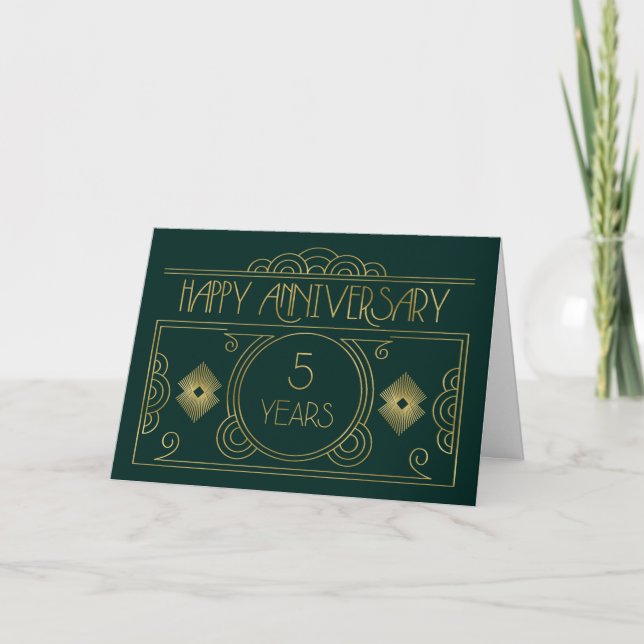 Carte Art déco du 5e anniversaire de l'employé (Devant)