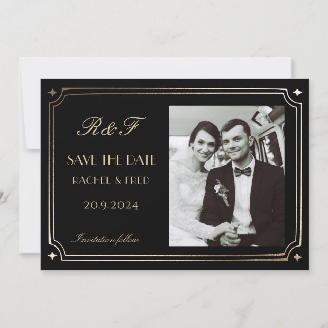 Carte Art Déco élégant Black Gold 20s Classic (Devant)