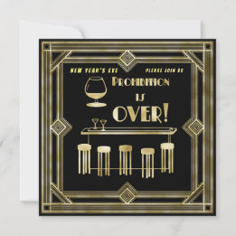 Carte Art Déco Retro New Year's Eve Prohibition Ba