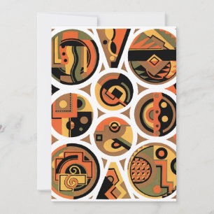 Carte Art Déco vintage pochoir jazz cercles géométriques