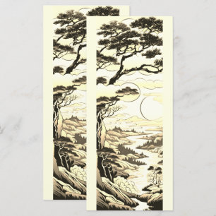 Carte Art d'encre de paysage japonais No2