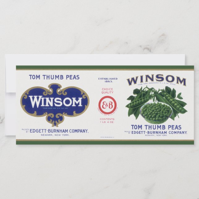 Carte Art d'étiquette de conserve de légumes anciens, Wi (Devant)