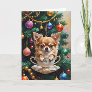 Carte Art d'ornement de théière de Noël de Chihuahua