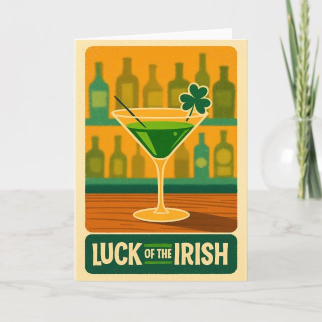 Carte Art du Martini Trèfle de la Saint-Patrick du milie (Devant)