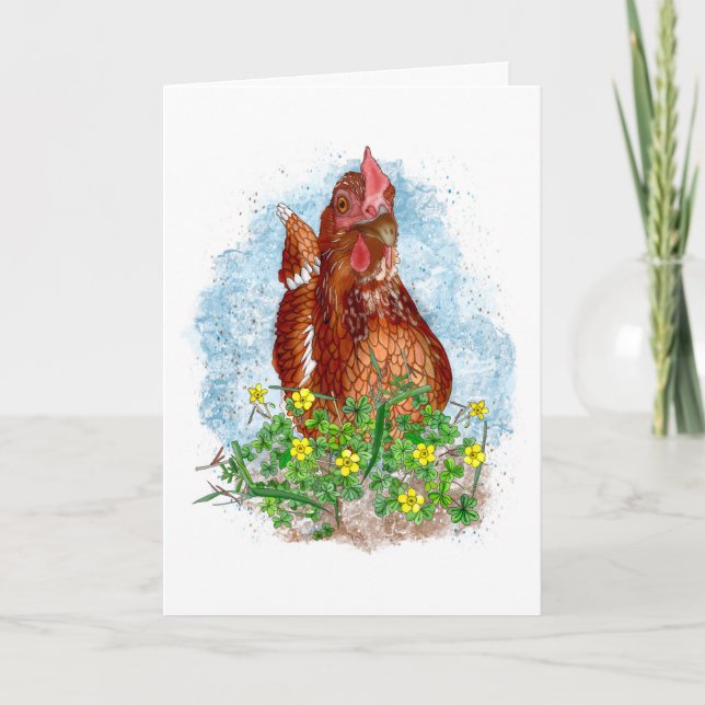 Carte Art du poulet tiré à la main | Joyeux anniversaire (Devant)