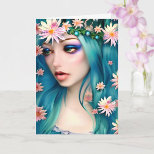 Carte Art éthéré   Belle Fée Bleue Anniversaire