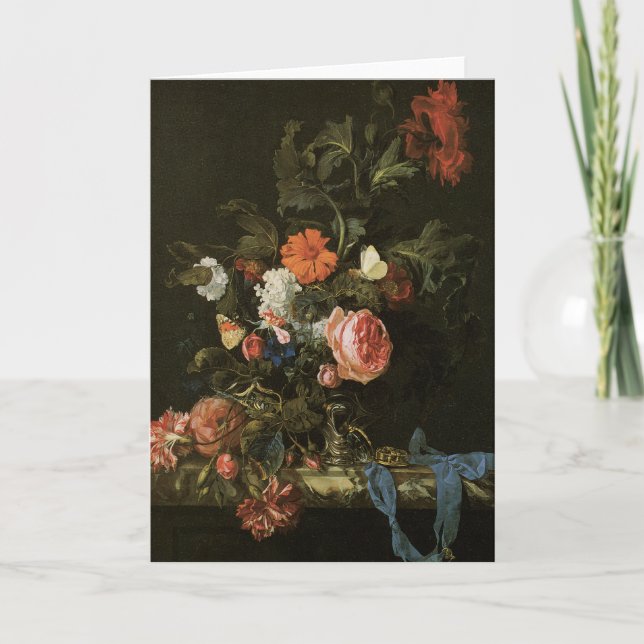 Carte Art Floral avec Rose (Devant)