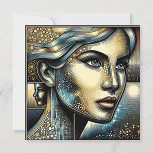 Carte Art IA Abstrait Visage de Femme