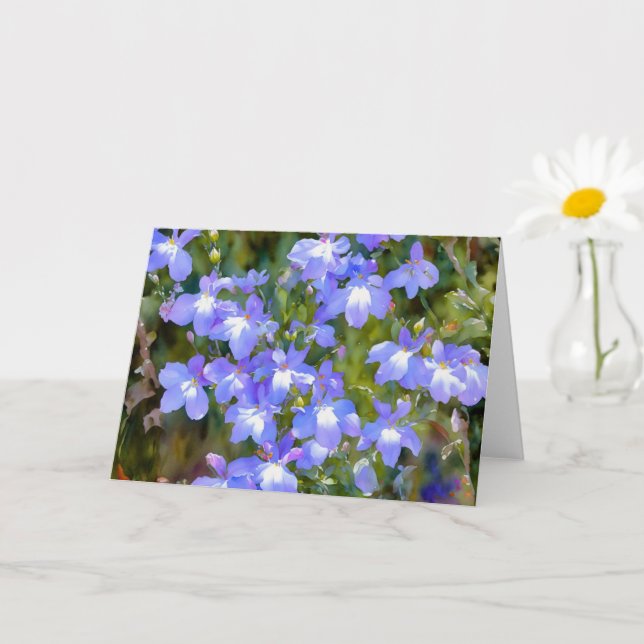Carte Art Jolie bleu violet Fleurs (Petite plante)