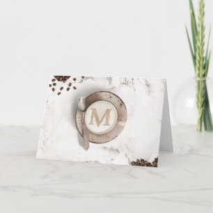 Carte Art latte de café Monogram   Joyeux anniversaire