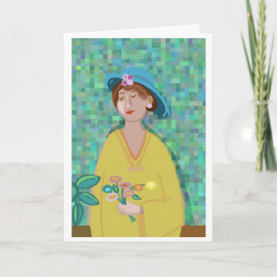 Carte Art moderne Femme avec fleurs