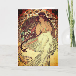 Carte Art nouveau Alphonse Mucha élégante femme vintage