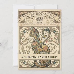 Carte Art Nouveau Botanique Félin Ornemental Art