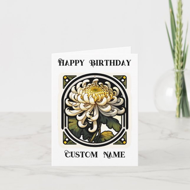 Carte Art Nouveau Chrysanthème Novembre Fleur de naissan (Devant)