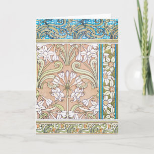 Carte Art nouveau jonquille Verneui textile floral art