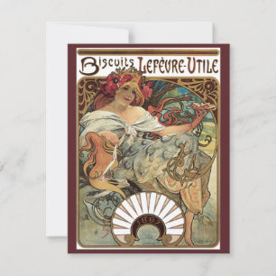 Carte Art Nouveau vintage, Biscuits par Alphonse Mucha