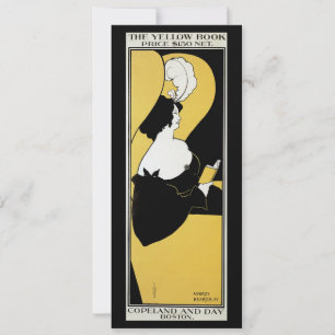 Carte Art Nouveau vintage, femme lisant un livre jaune