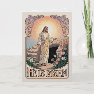 Carte Art Nouveau Vintage Il Est Ressuscité Pâques Églis