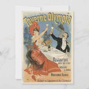 Carte Art Nouveau vintage, Taverne Olympia Restaurant
