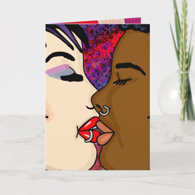Carte Art numérique | Baiser romantique    (Devant)