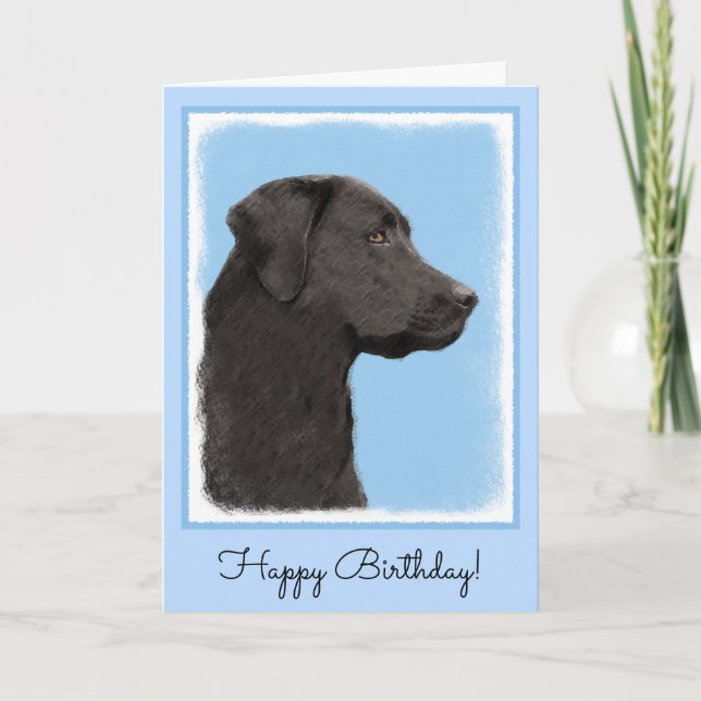 Carte Art original de chien de peintre noir de Labrador  (Devant)