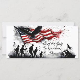 Carte Art patriotique du 4 juillet avec drapeau et solda