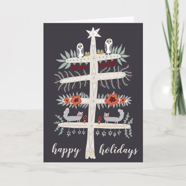 Carte Art populaire Arbre de vie Noël Fêtes de Noël PERS (Devant)